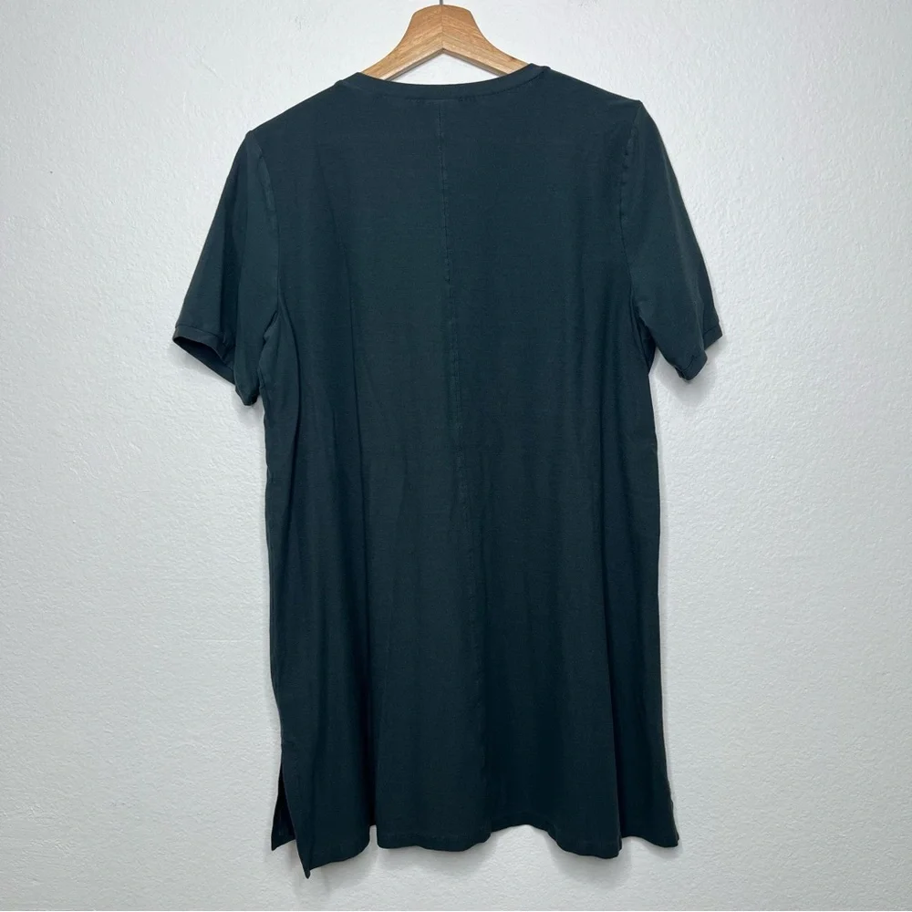 Eileen Fisher Lightweight Washable Stretch Crepe Crew Tunic Forest Night Large